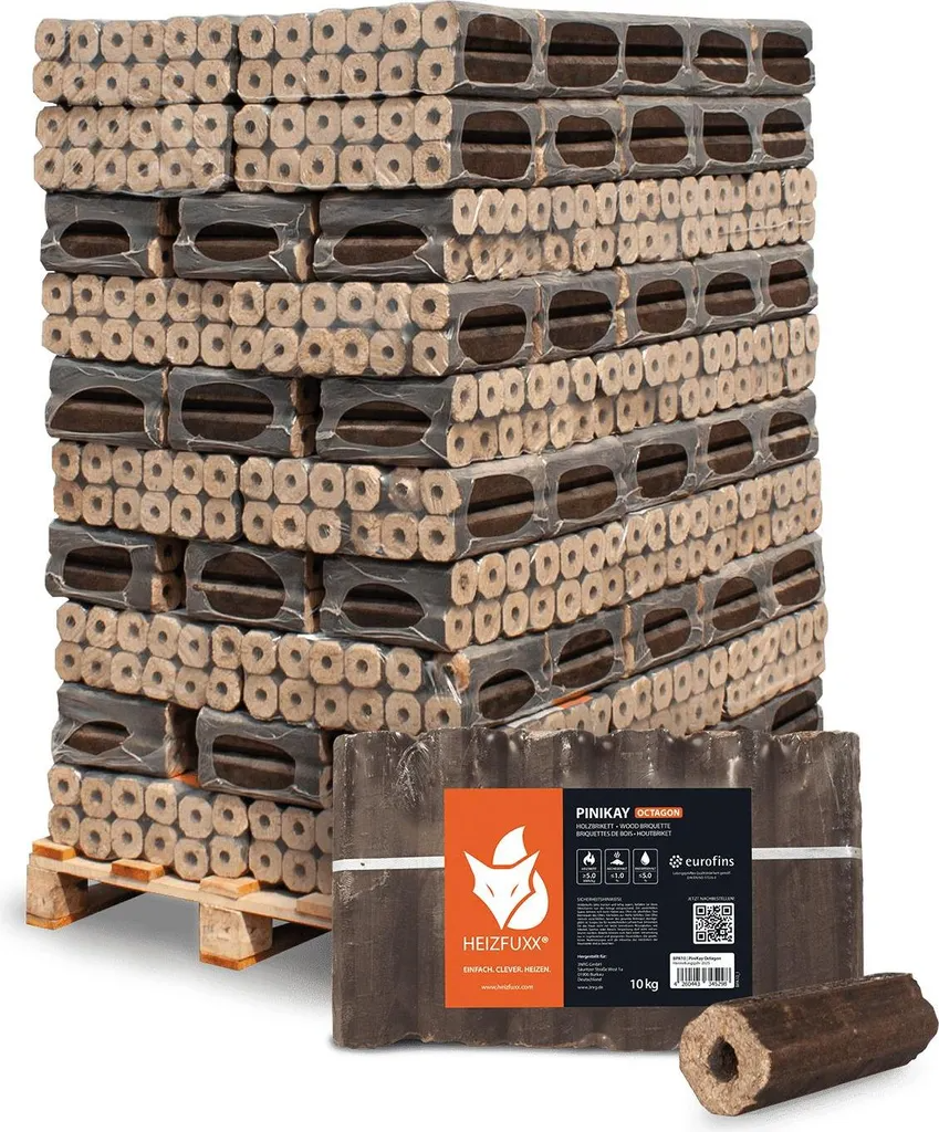 Heizfuxx PiniKay Octagon Hartholzbriketts 960kg Palette