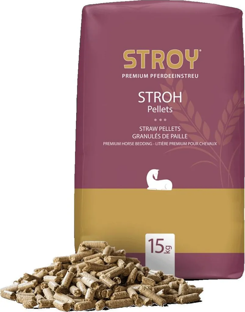 STROY Strohpellets Einstreu Weizenstroh 15kg x 65 Sack 975kg Palette