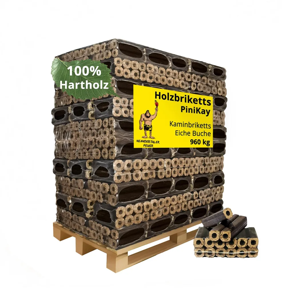 Neandertaler Feuer PiniKay Hartholzbriketts Eiche & Buche 960kg Palette
